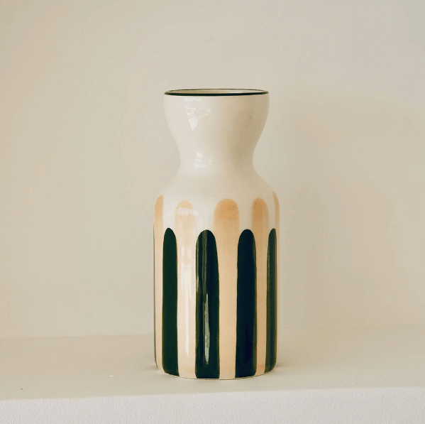 Vase Totem - Rayure vert/beige - Boutique We Are ParisOustao